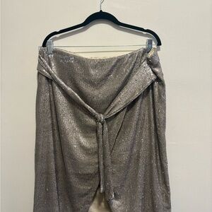 Express Metallic Asymmetrical Skirt